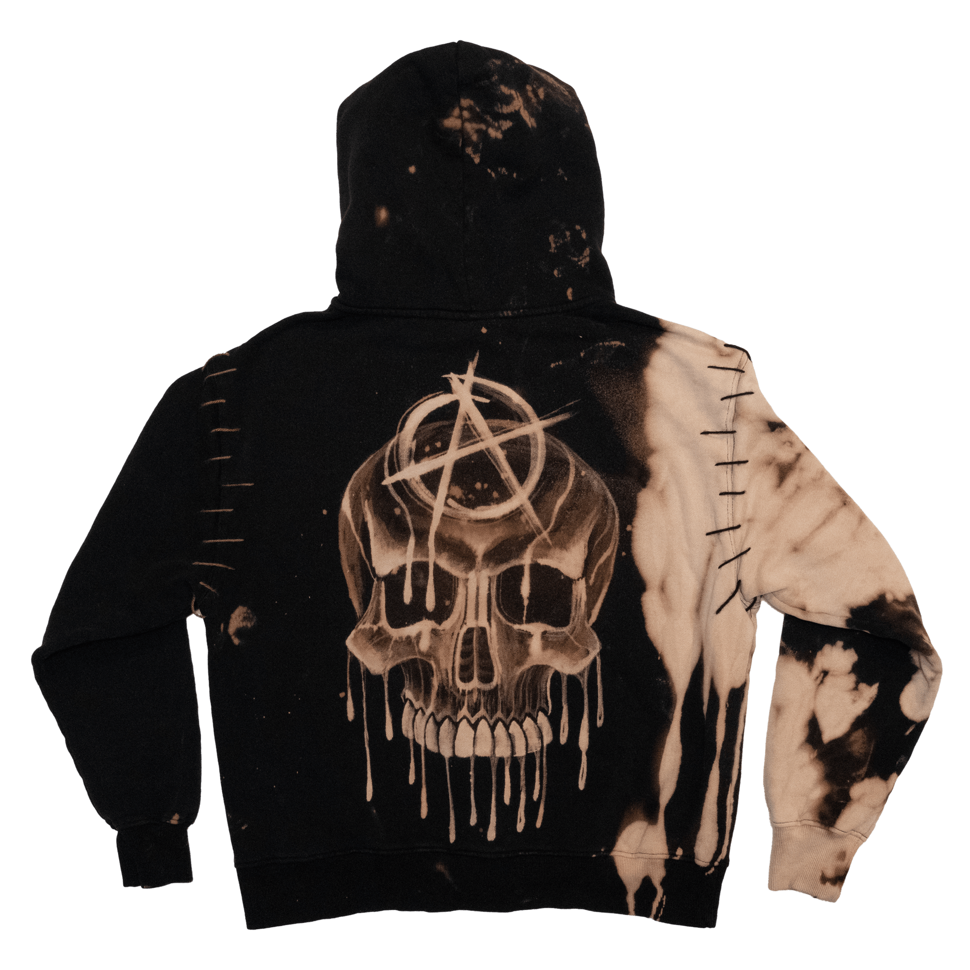 Hand Bleached/Hand Sewn Anarchy Hoodie - Rebel Made LA