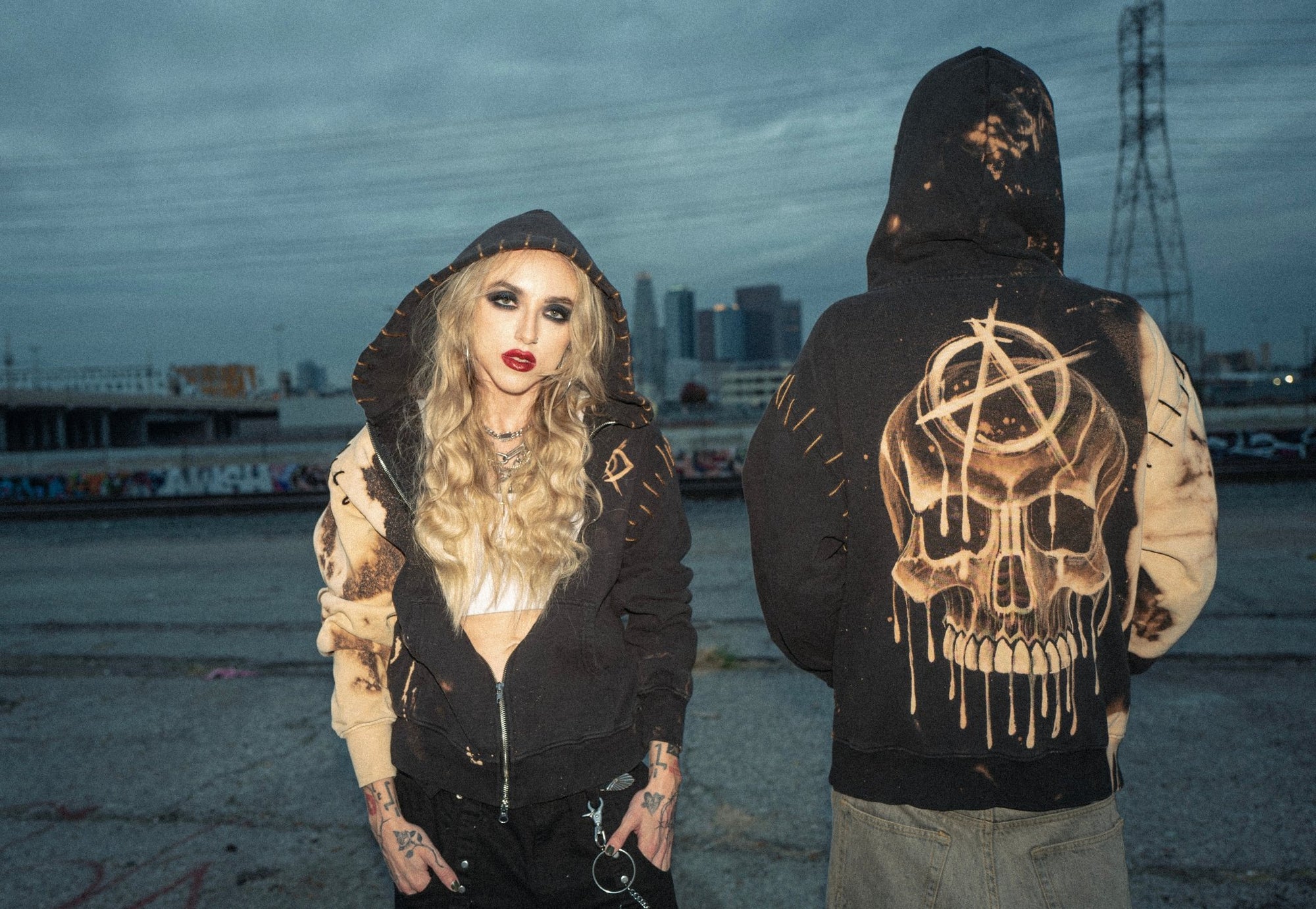 Hand Bleached/Hand Sewn Anarchy Hoodie - Rebel Made LA