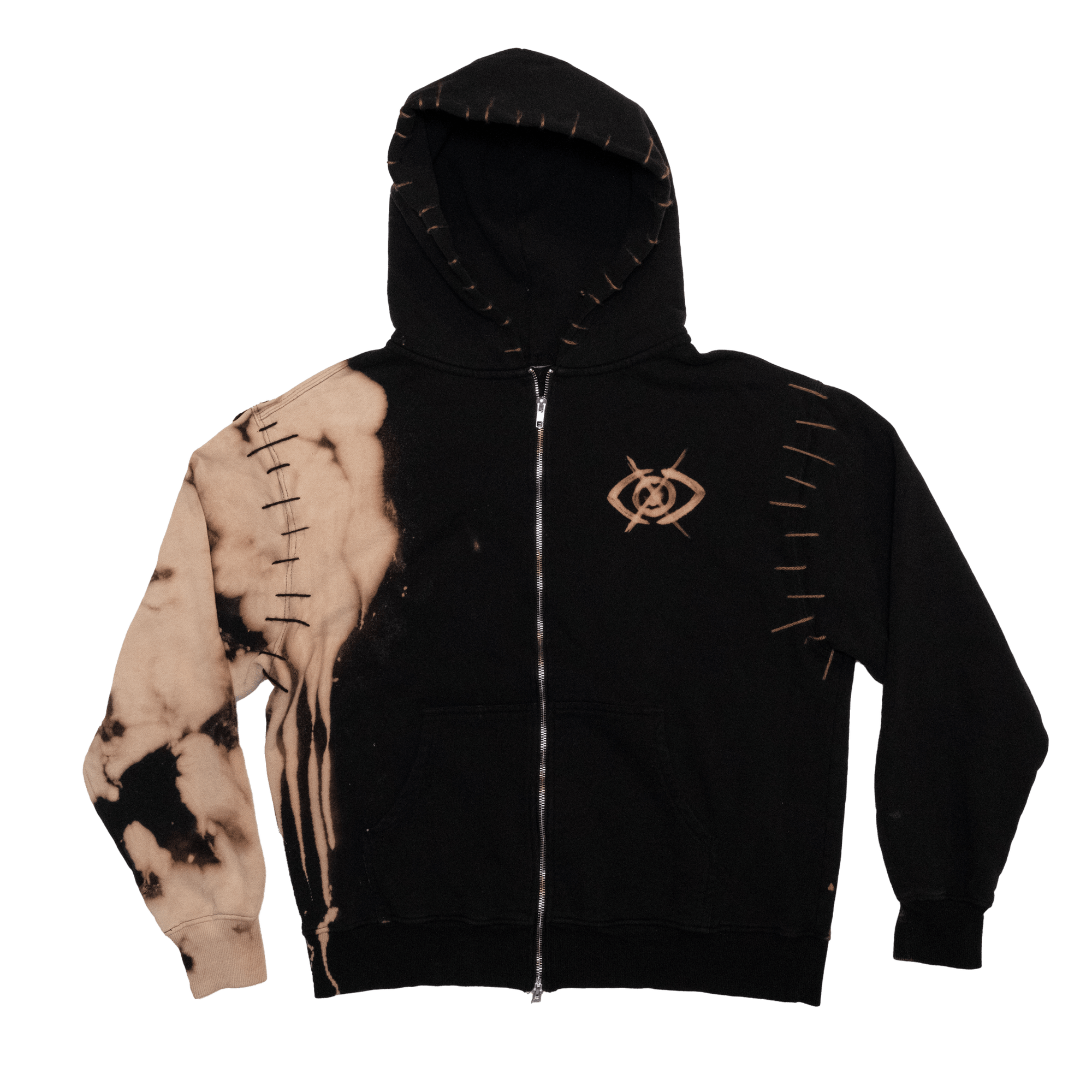 Hand Bleached/Hand Sewn Anarchy Hoodie - Rebel Made LA