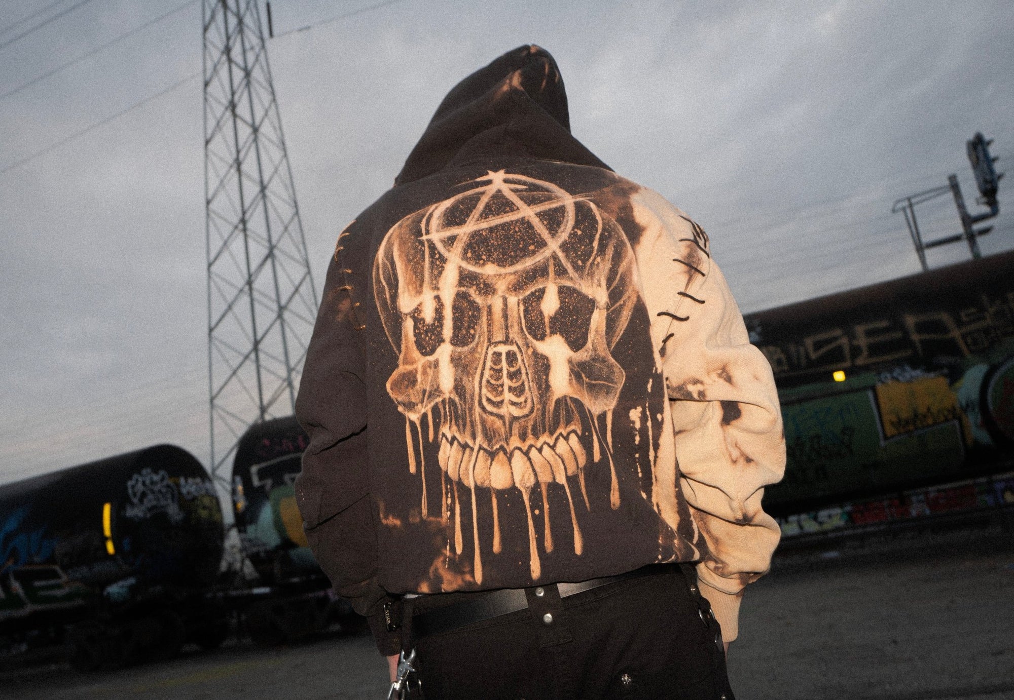 Hand Bleached/Hand Sewn Anarchy Hoodie - Rebel Made LA