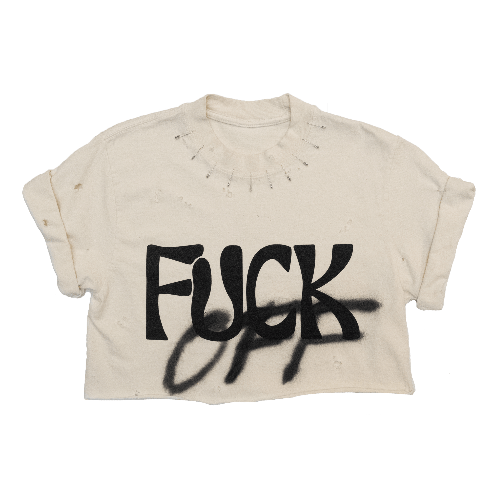 Hand Painted Fuck Off Crop Top - Rebel Made LA