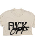 Hand Painted Fuck Off Crop Top - Rebel Made LA