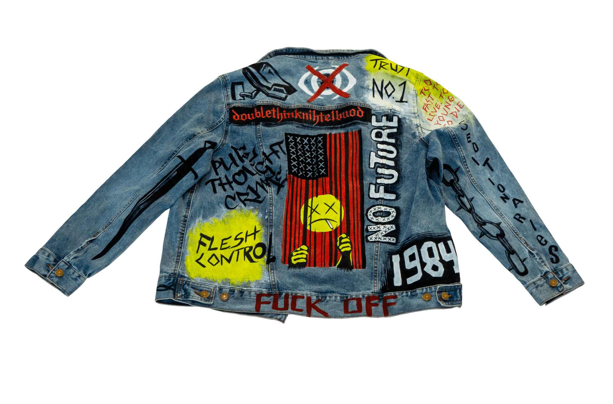 Hand Painted No Future Denim Jacket - Rebel Made LA