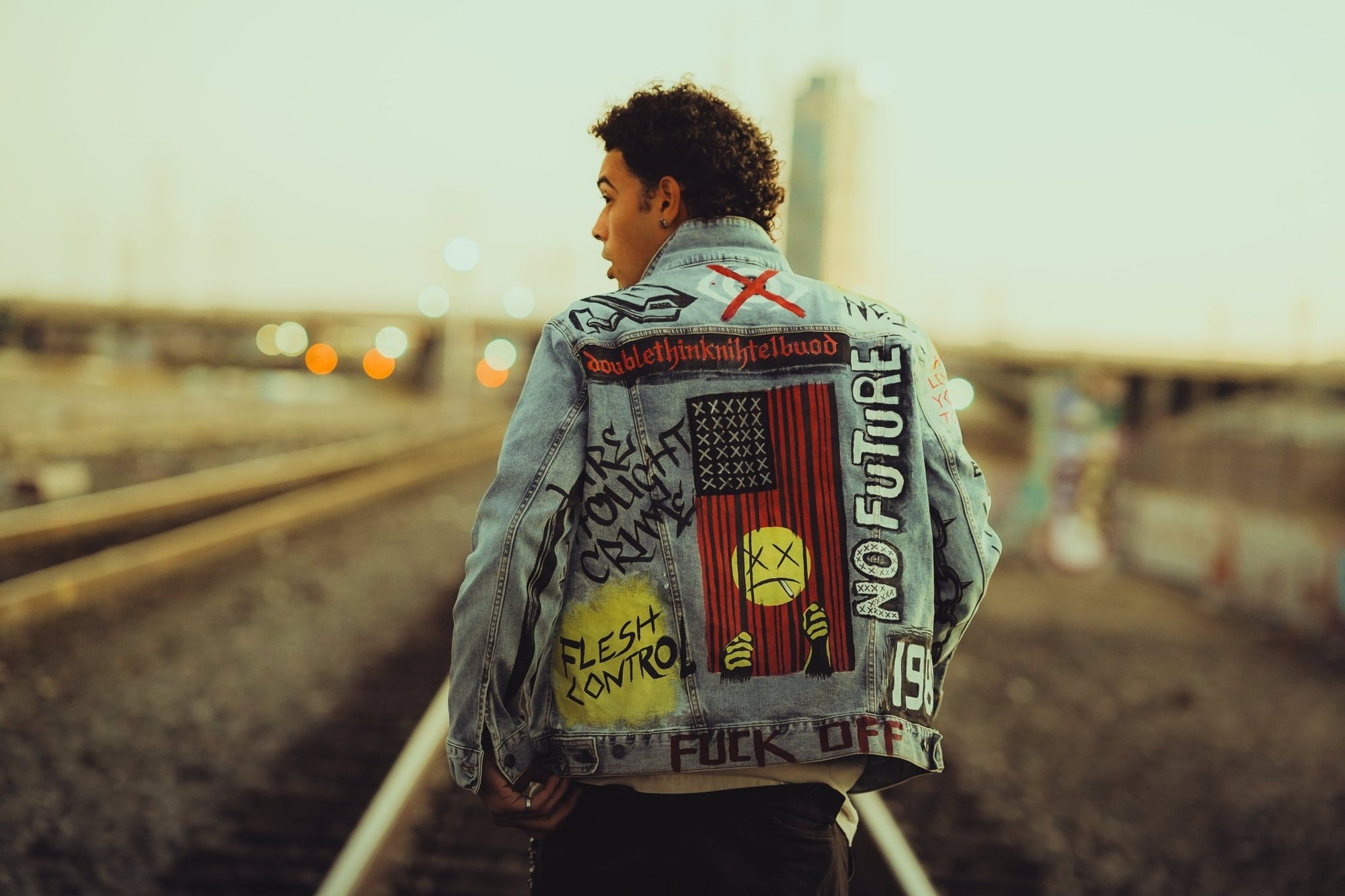 Hand Painted No Future Denim Jacket - Rebel Made LA