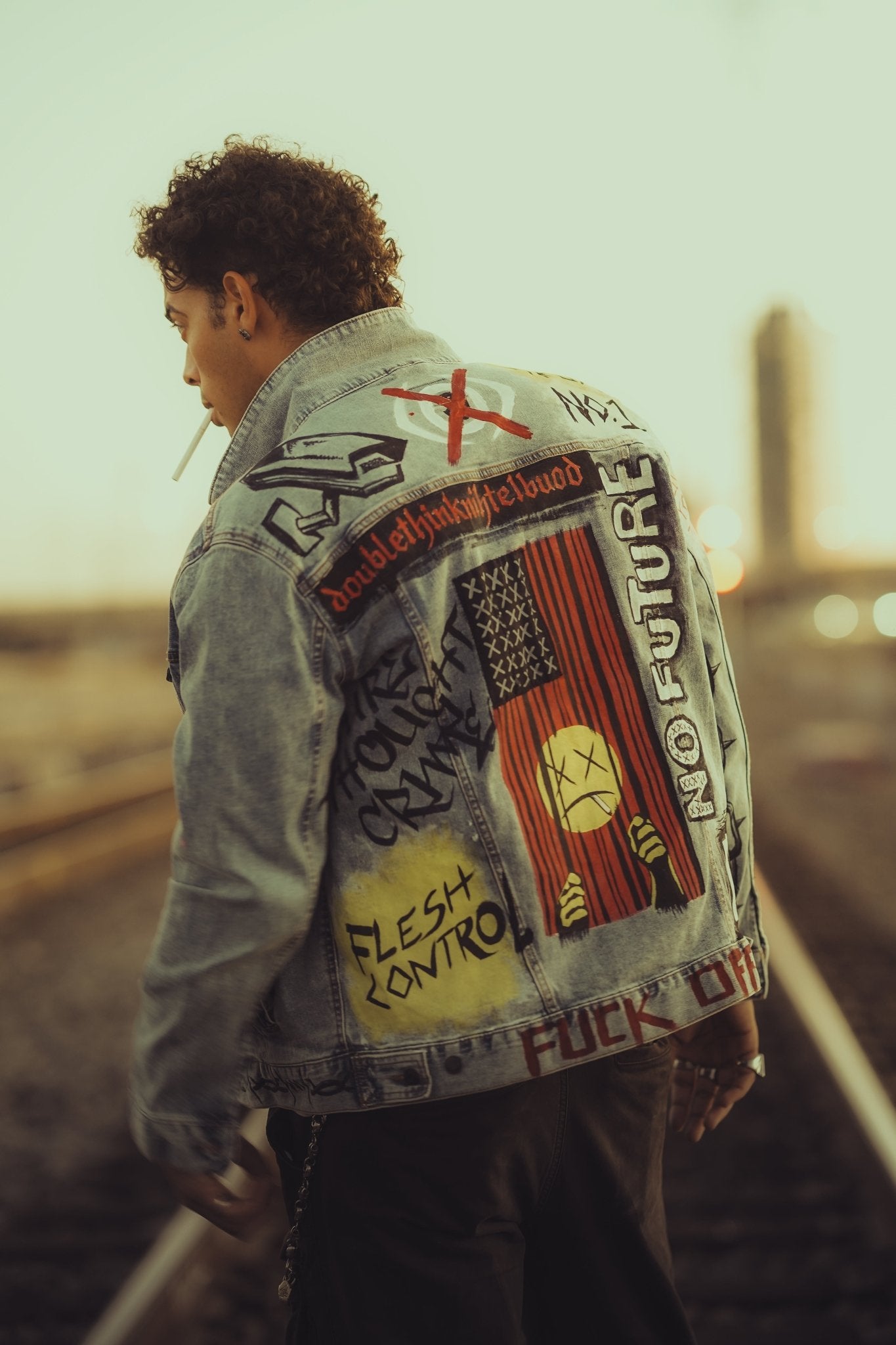 Hand Painted No Future Denim Jacket - Rebel Made LA