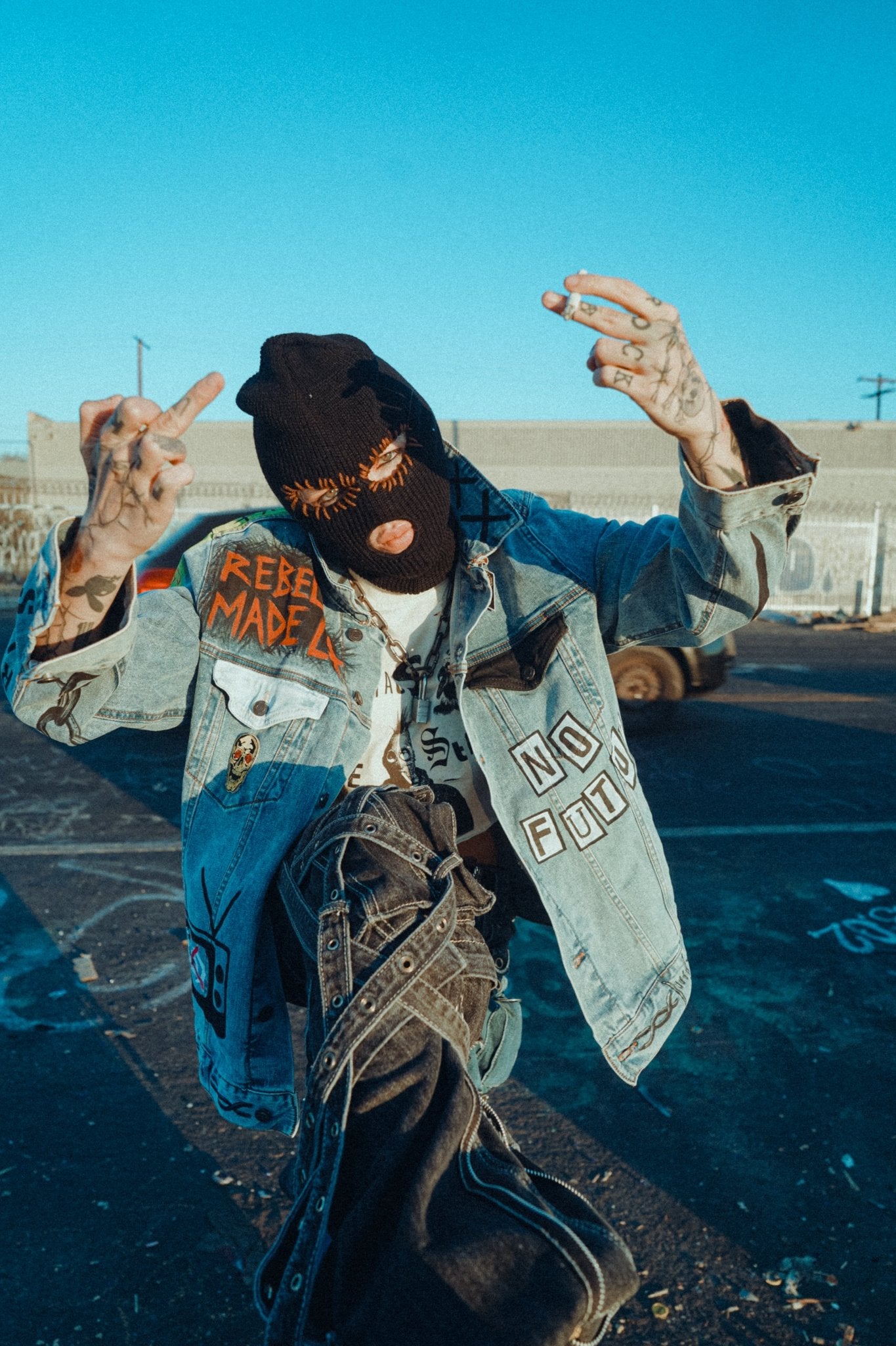 Hand Painted No Future Denim Jacket - Rebel Made LA