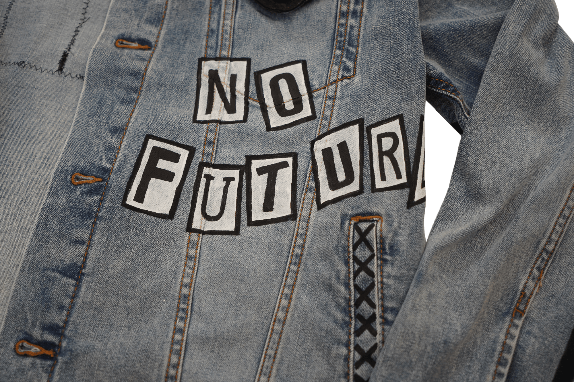 Hand Painted No Future Denim Jacket - Rebel Made LA