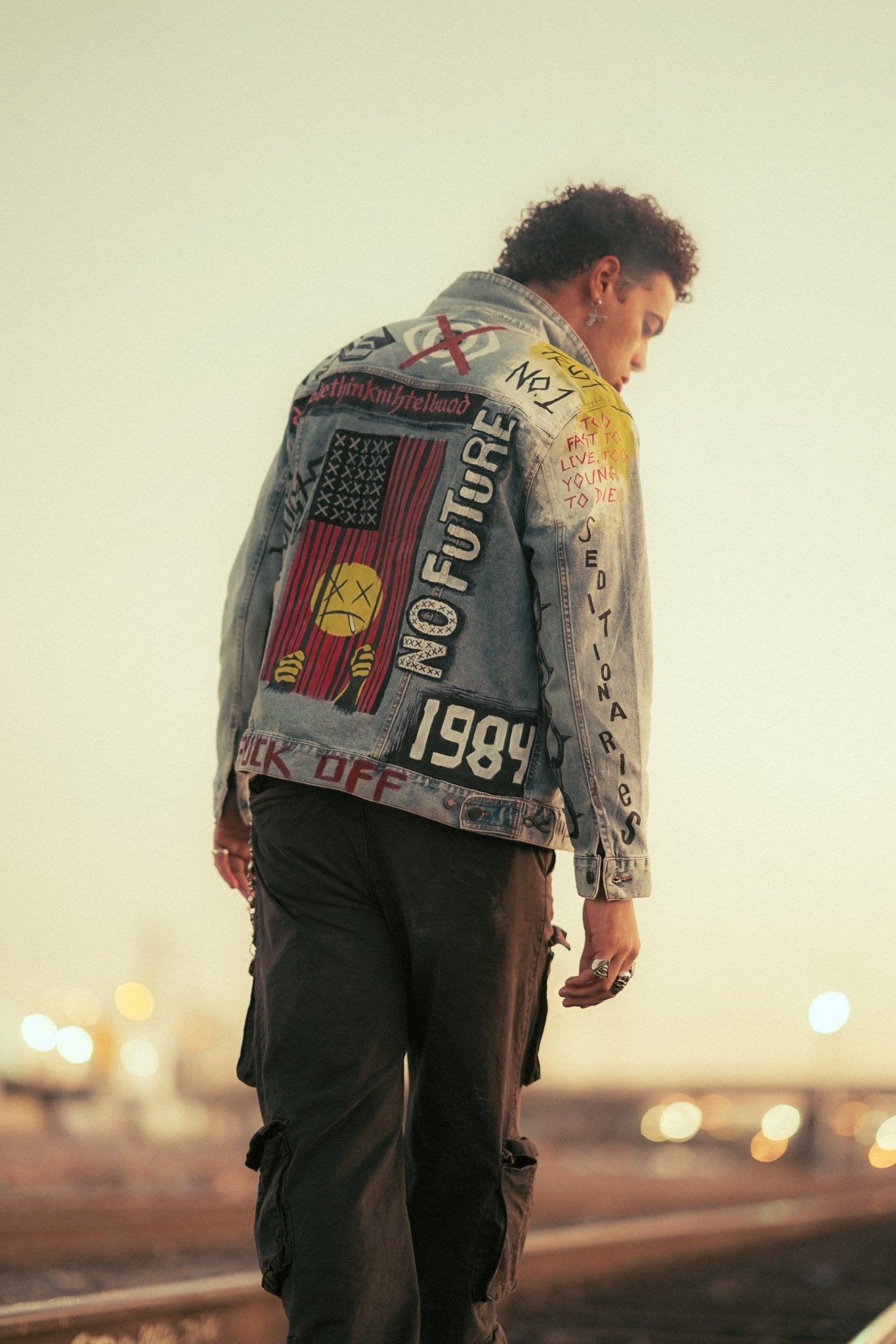 Hand Painted No Future Denim Jacket - Rebel Made LA